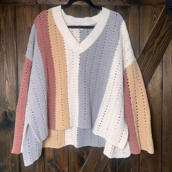 Pol Open Knit V Neck Sweater - Picture 3 of 6